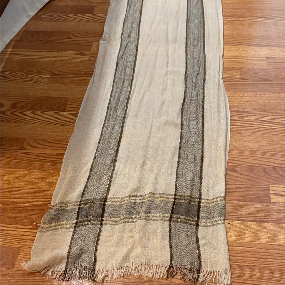 Sophisticated Cream and Gray Table Runner or scarf or wrap